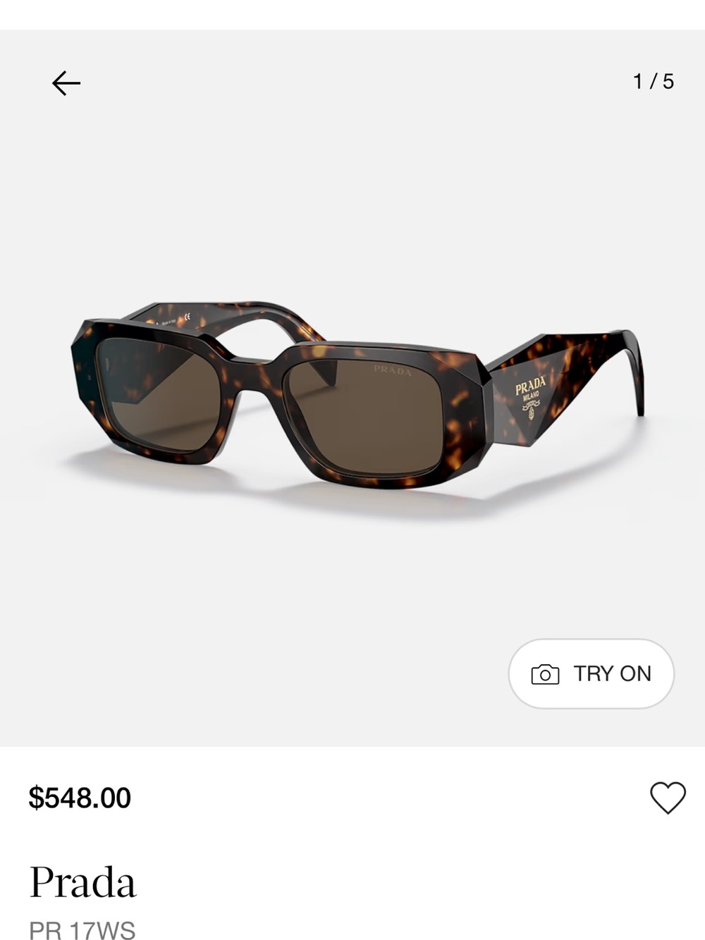 Prada PR 17WS Tortoiseshell Sunglasses - Brown Lenses